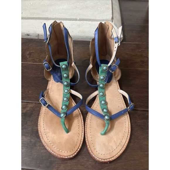 Kate Spade PEACOCK Soto Emerald Napa Leather Sandal Size 7.5 M NIB Gorgeous - Picture 9 of 13